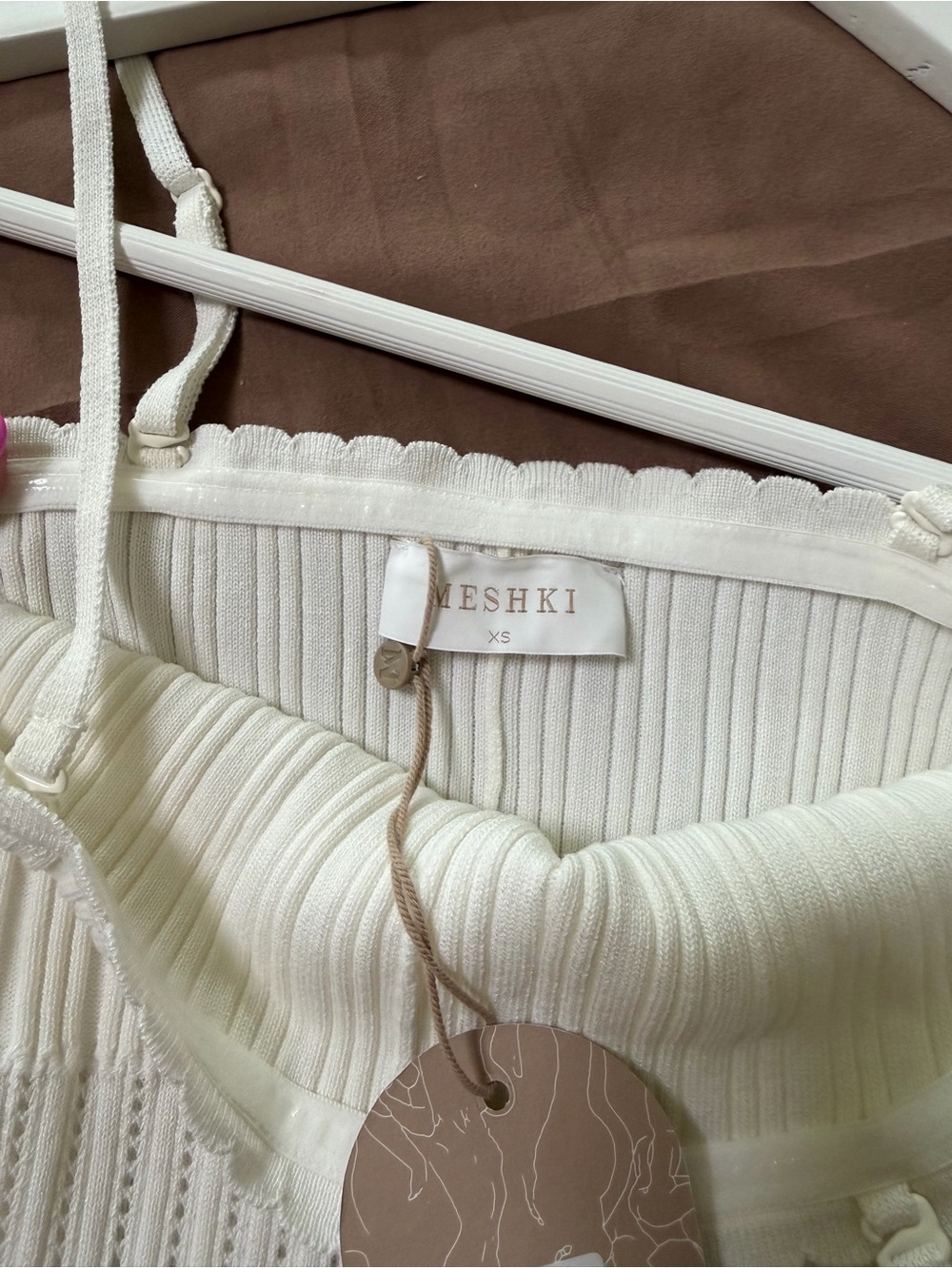 NWT Meshki Finley Pointelle Knit Maxi Dress in Ivory - Picture 13 of 15